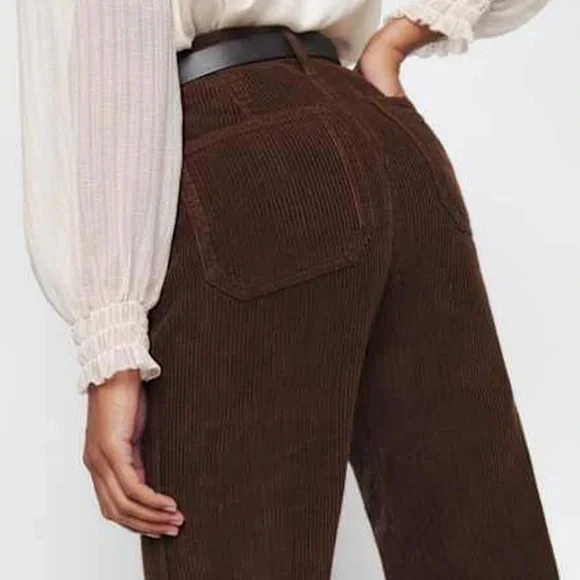 Reformation high rise corduroy pants